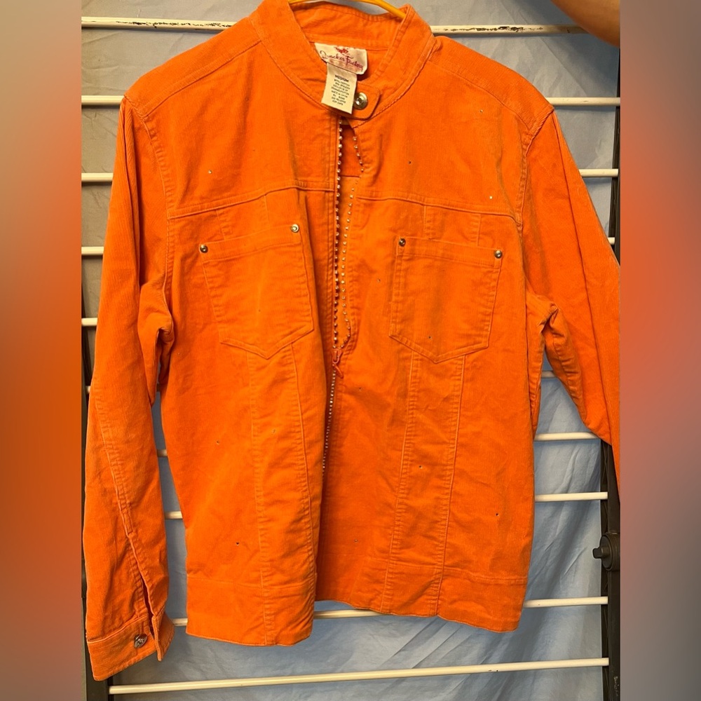 Quacker Factory Bold Orange Jean Jacket